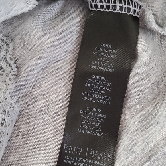 White House Black Market Heathered Gray Spaghetti Strap Lace Trim Cami Size S - Picture 8 of 9